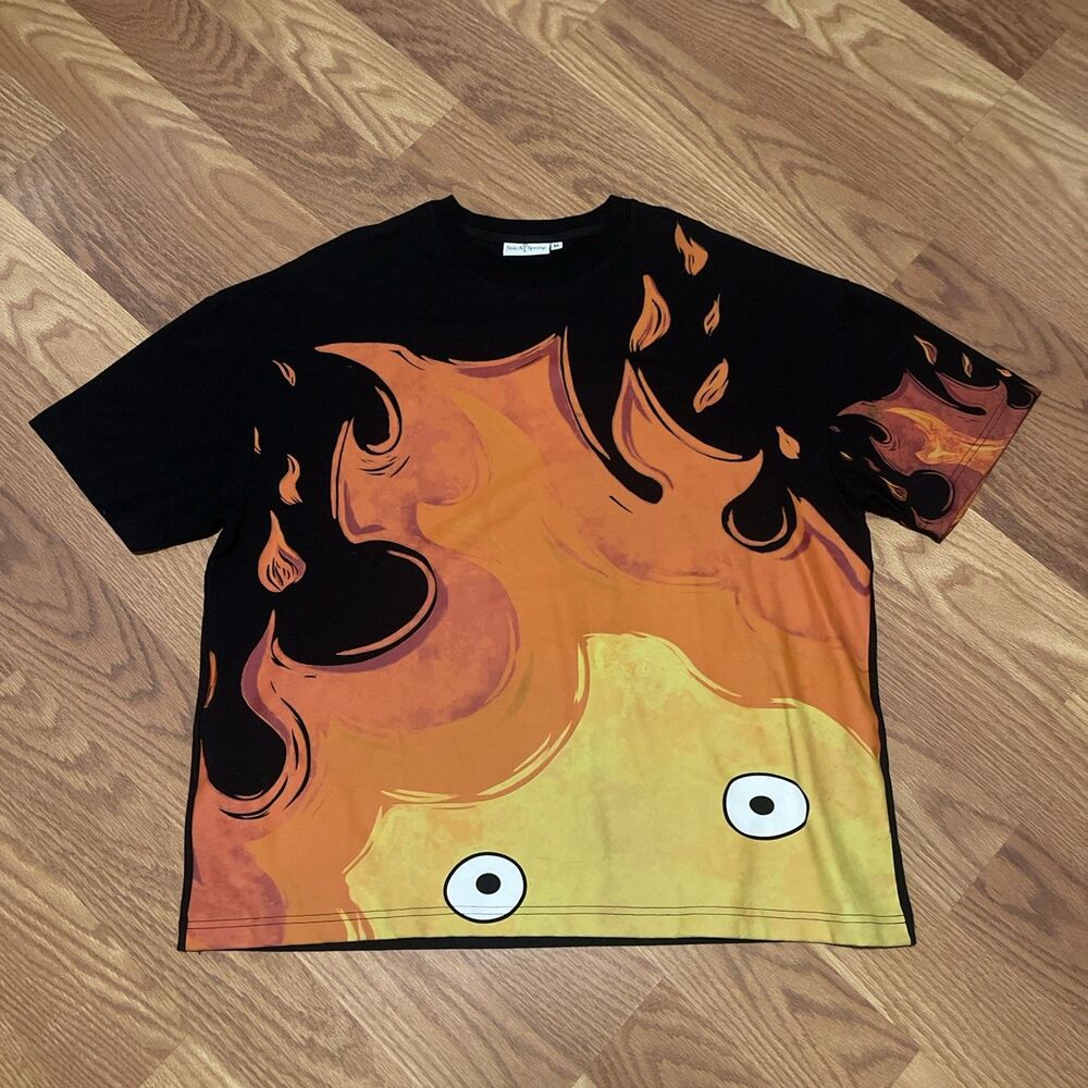 STITCH SPRING LIMITED Edition Calcifer Howl’s Ghibli Flame Heart Graphic Shirt